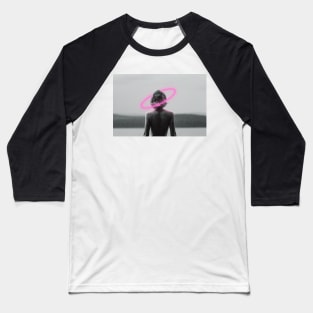 Pink Neon Black and White Woman Baseball T-Shirt